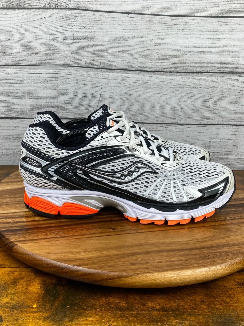 Saucony Ride 5 Millennium Silver White Orange Y2K Sneakers Men’s Shoe Size 12
